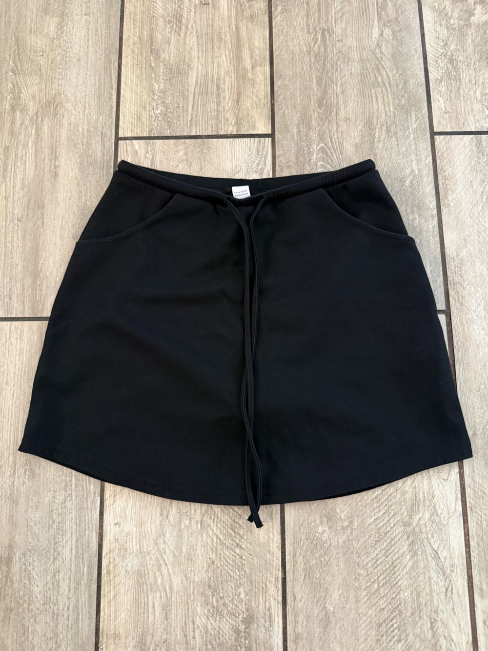 Black Drawstring Mini Skirt